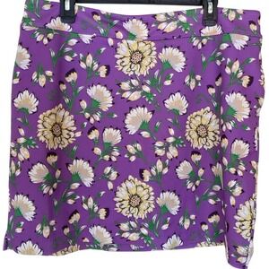 Greg Norman Purple Floral Performance Golf Skort Womens XL TL107682 Pockets